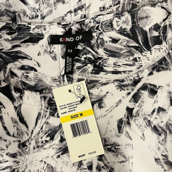 KIIND OF Women's Ghost White Foliage Gracie Stretch Top - Size Medium - NWT $69 - Picture 2 of 4